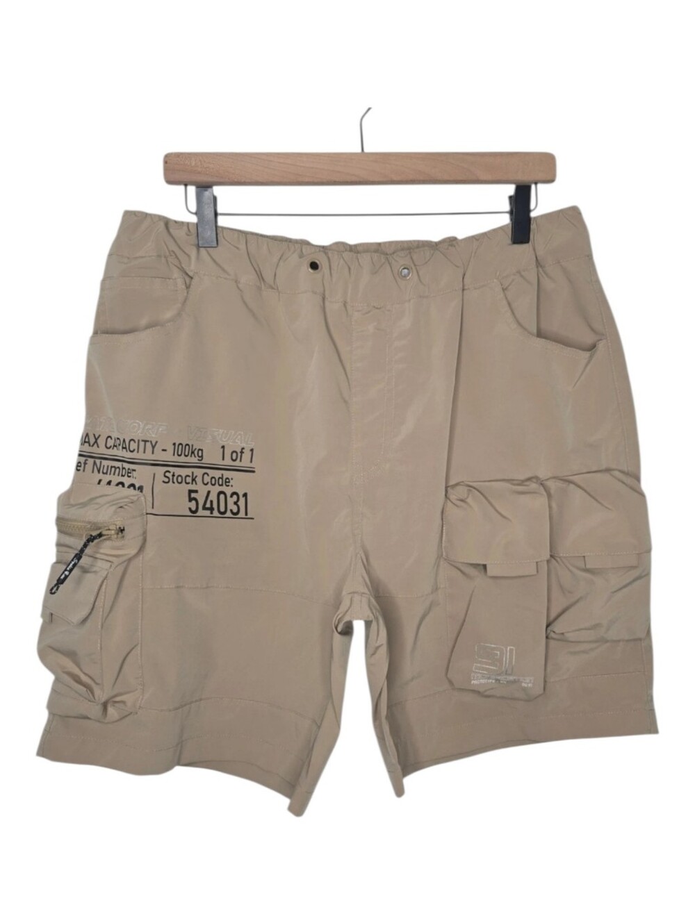 Smoke Rise Mens Khaki Printed Utility Lounge Windbreaker Streetwear Shorts Large